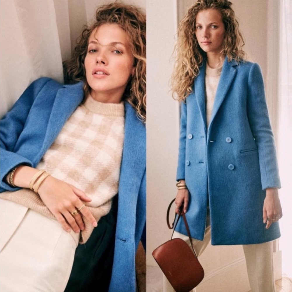 Sezane Johnson Coat Sky Blue 36